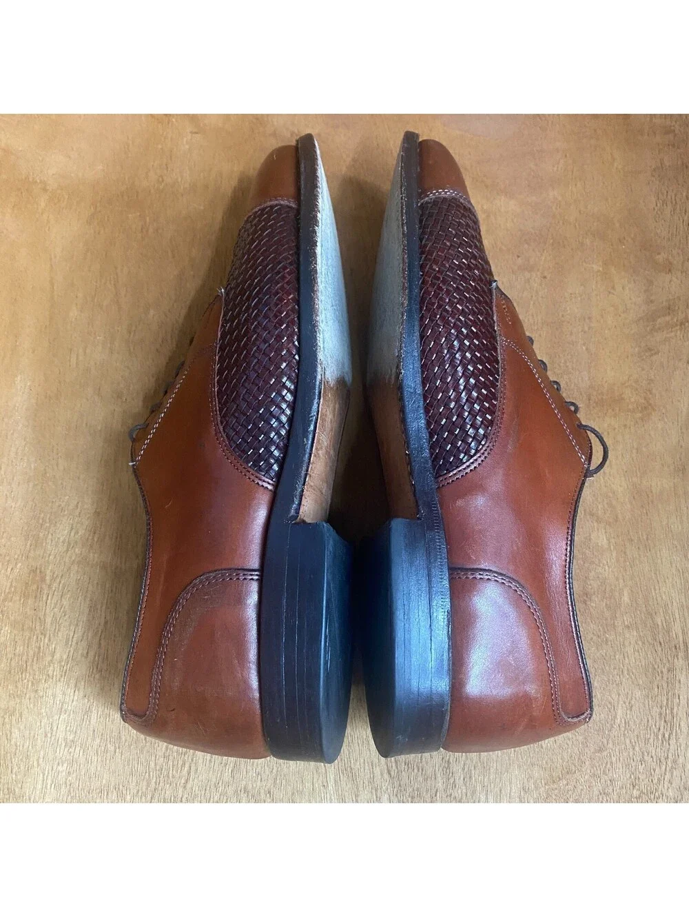 Allen Edmonds Lauderdale Cap Toe Oxford Shoes Mens 8.5 D Woven Brown Leather USA